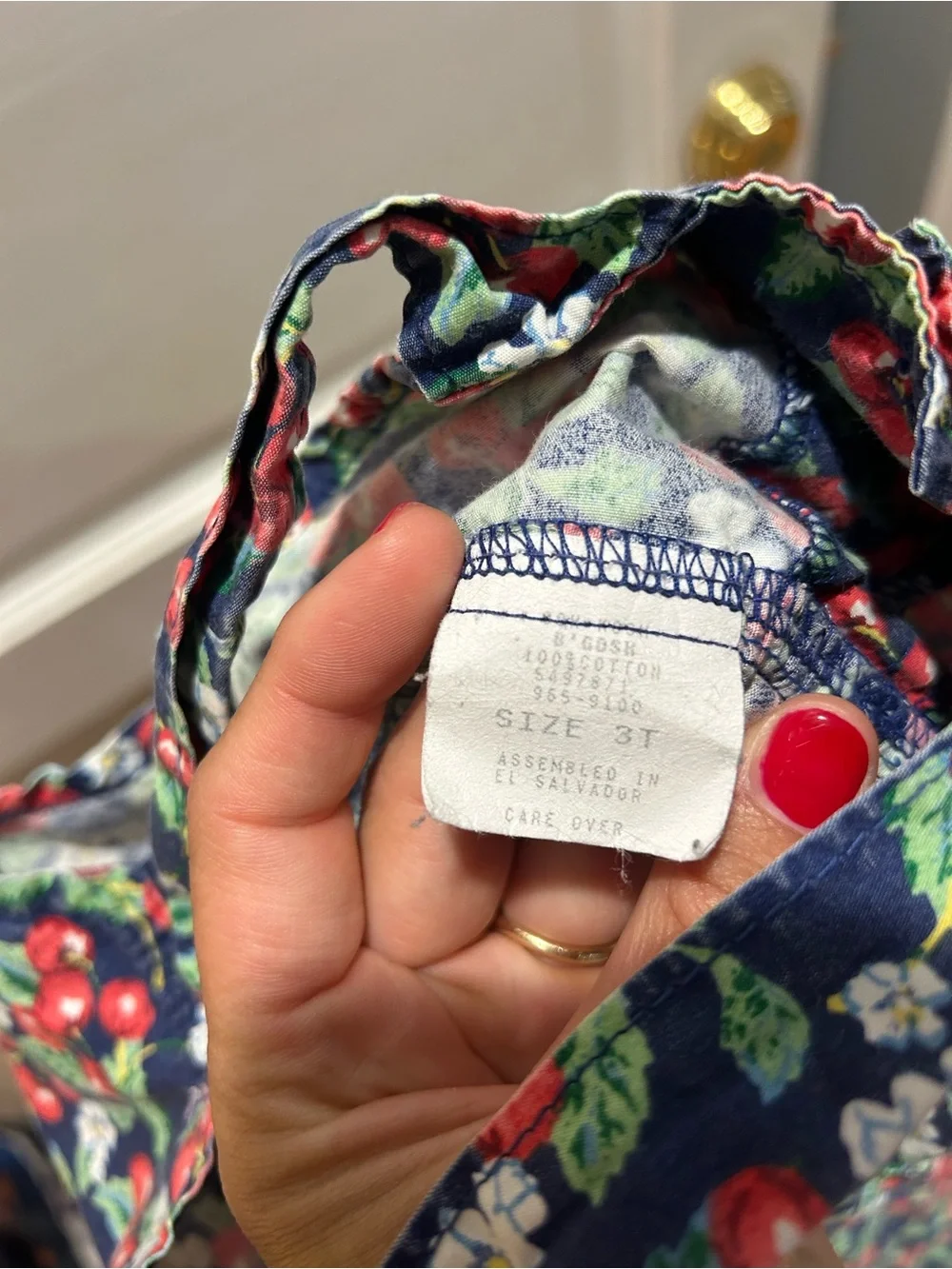 Vintage OshKosh B'gosh Navy Cherry Tiered Dress 100% Cotton RARE size 3T